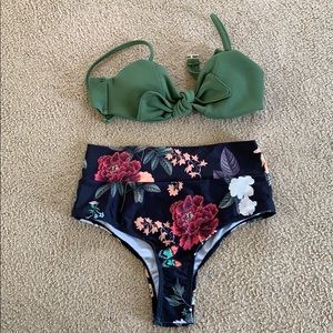 Brand new ribbed top with high waist bikini